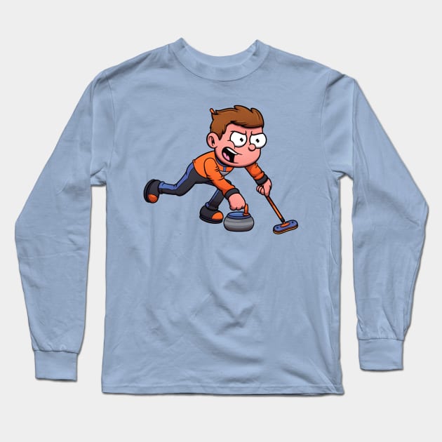 Curling Boy Long Sleeve T-Shirt by TheMaskedTooner